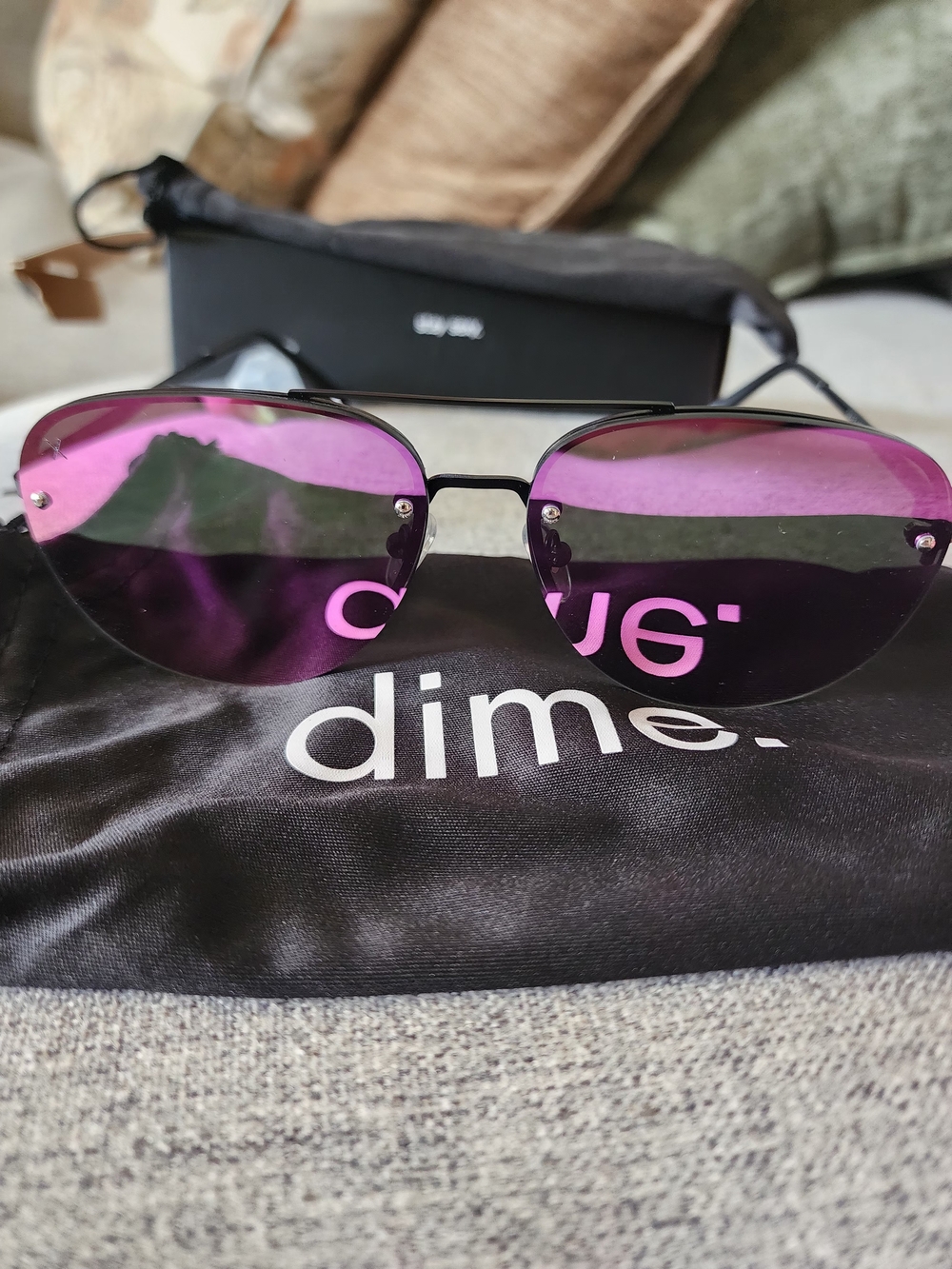NIB Dime Optics Cienega Pink Mirrored Aviator Sunglasses